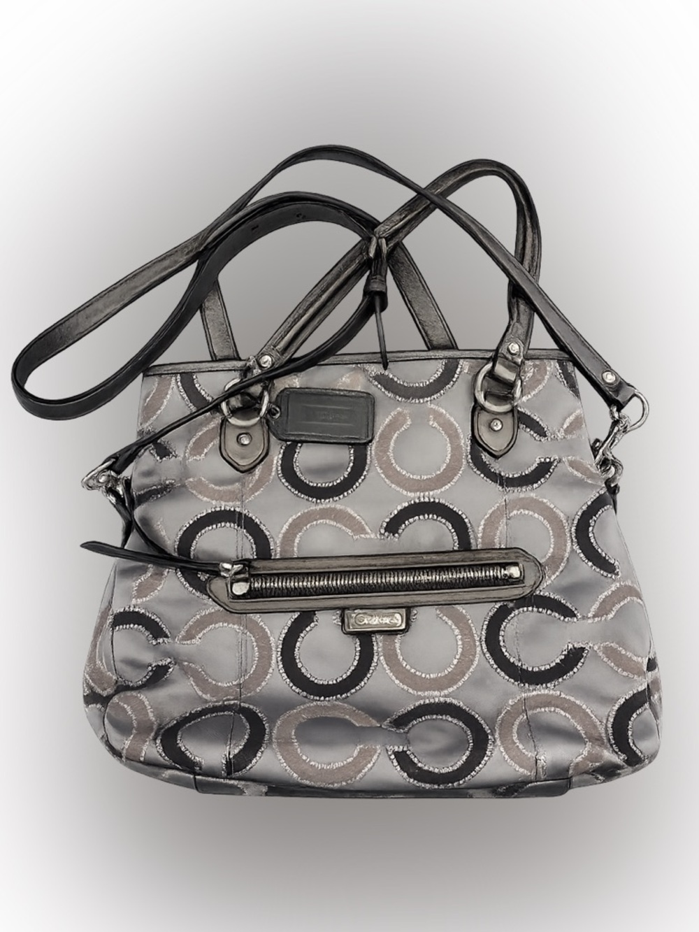 COACH Daisy Gray Outline Op Art Metallic Emma Tote Shoulder Bag
J1373-2912SE